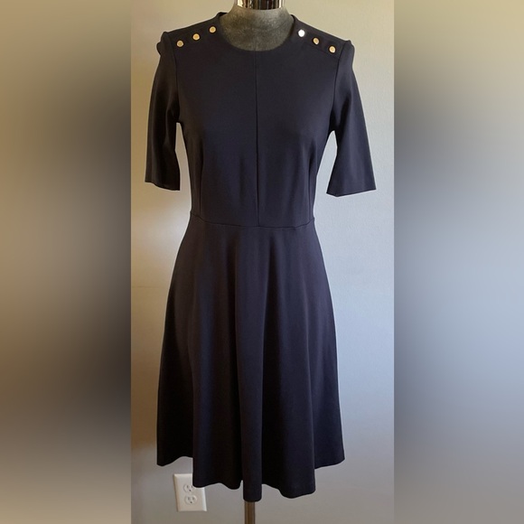 LK Bennett Dresses & Skirts - LK Bennett Navy Blue Casey Dress with Gold Buttons Size 6